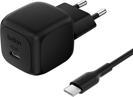Belkin - BoostCharge - Single 45 Watt USB-C Charger - Includes USB-C to USB-C Cable - Black