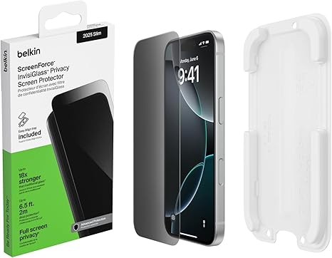 Belkin - Anti-Microbial Glass Screen Protector - Compatible with Apple iPhone 17 Air - Transparent