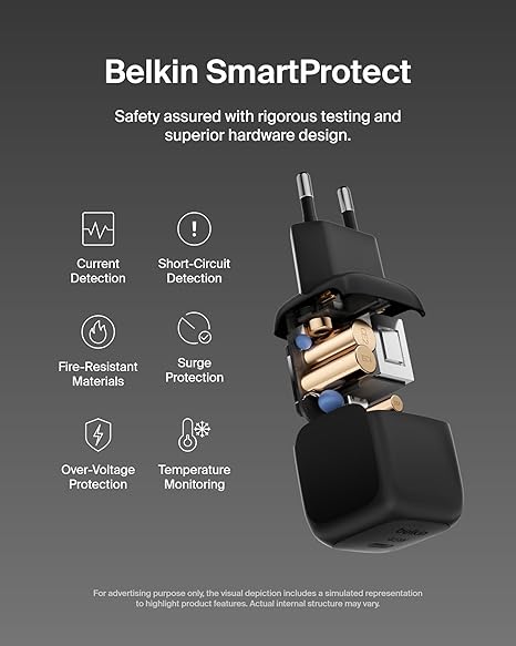 Belkin - BoostCharge - Single 45 Watt USB-C Charger - Includes USB-C to USB-C Cable - Black