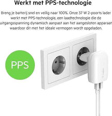 Belkin - BoostCharge - 37Watt 1 X USB-C and 1 X USB-A Wall Charger - White (Does NOT include cable)